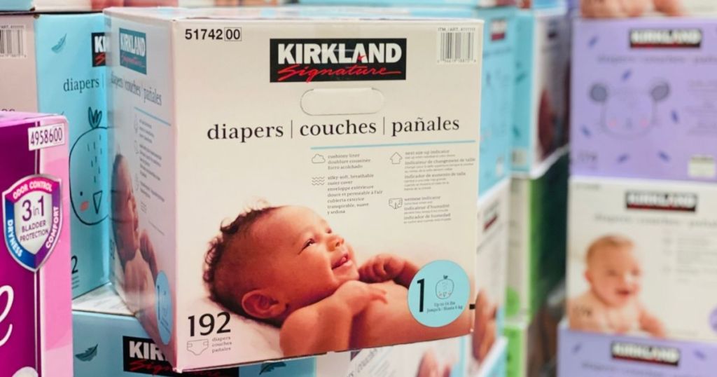 box of Kirkland diapers