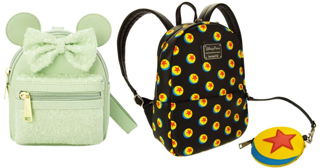 mini and regular size loungefly disney backpacks