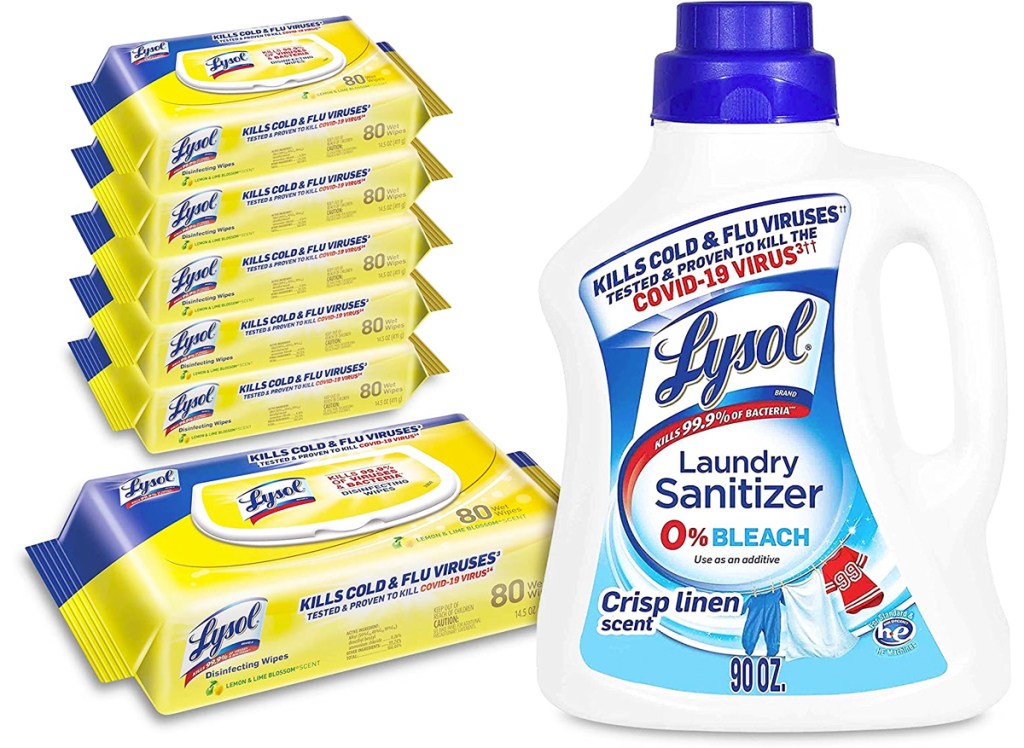 lysol wipes and laundry sanitizer