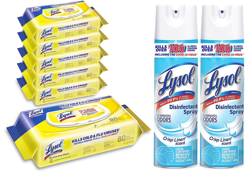 lysol wipes and sprays