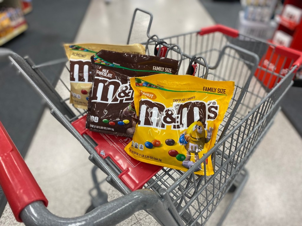 M&Ms Candy Bags in CVS cart