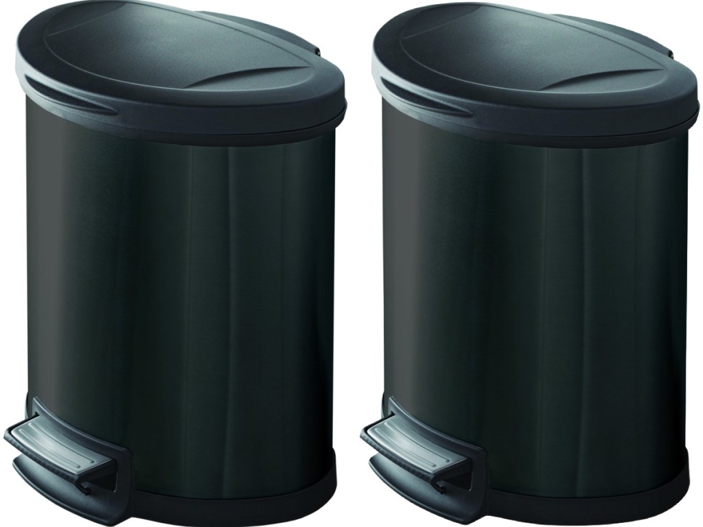Mainstays 14.2 gal/54 Liter Black Stainless Steel Semi-Round Kitchen Garbage Can