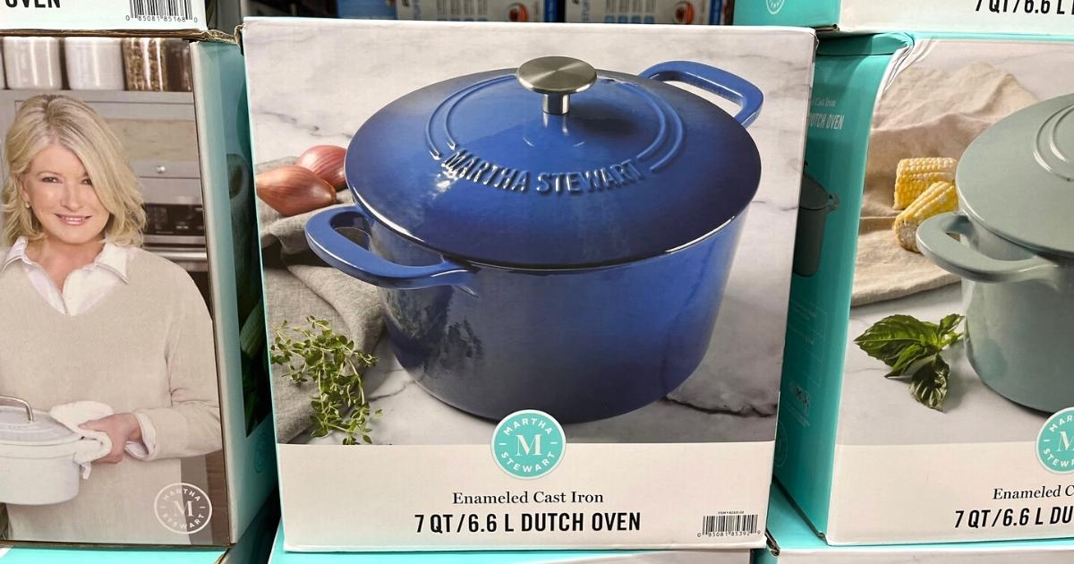 Martha Stewart Enameled Cast Iron 7-Quart Dutch Oven with Lid in