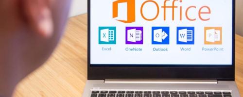 microsoft office applications on laptop