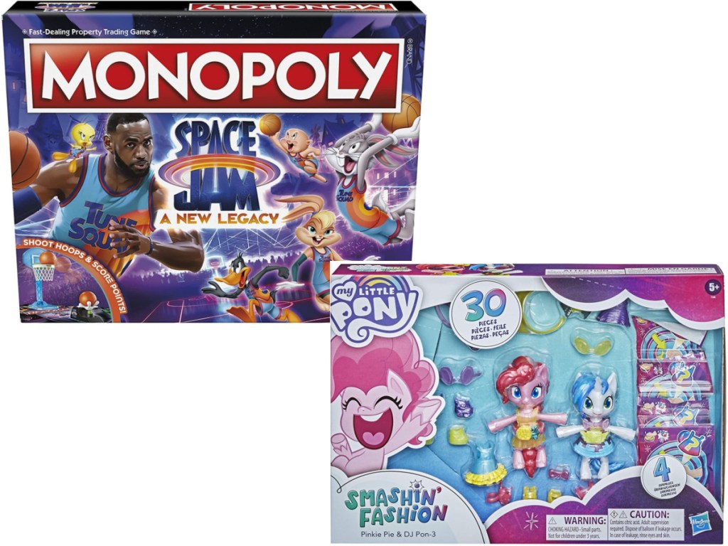 Monopoly Space Jam A New Legacy Edition Family Board Game and My Little Pony Smashin’ Fashion Party 2-Pack