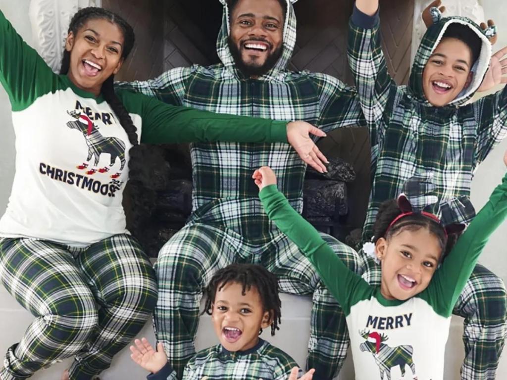 moose plaid collection matching family pajamas