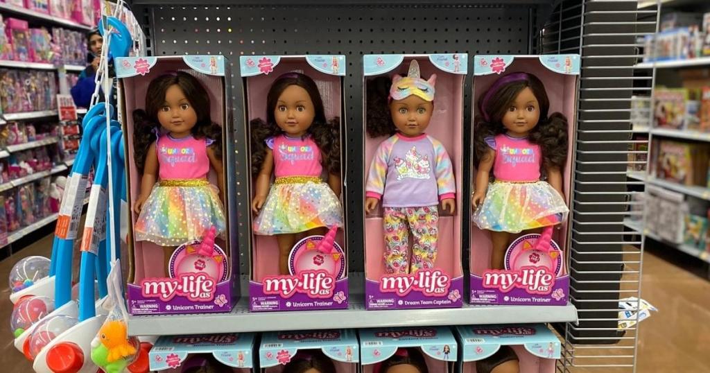 my life as dolls on store shelf