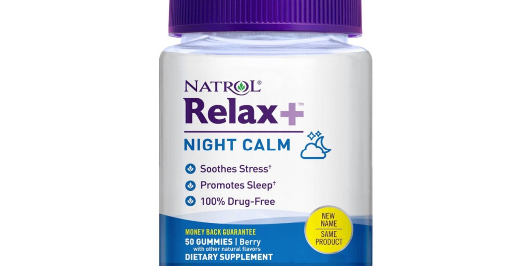 white and purple bottle of sleep aid 