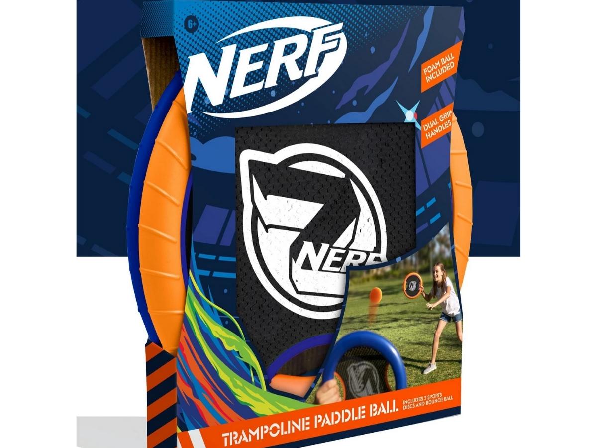 nerf trampoline paddle ball game