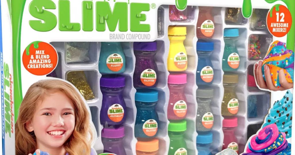 girl on front of slime mix package 