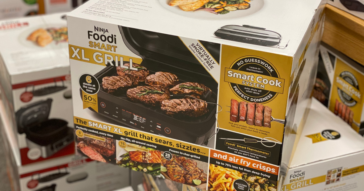 Box with indoor food grill in store