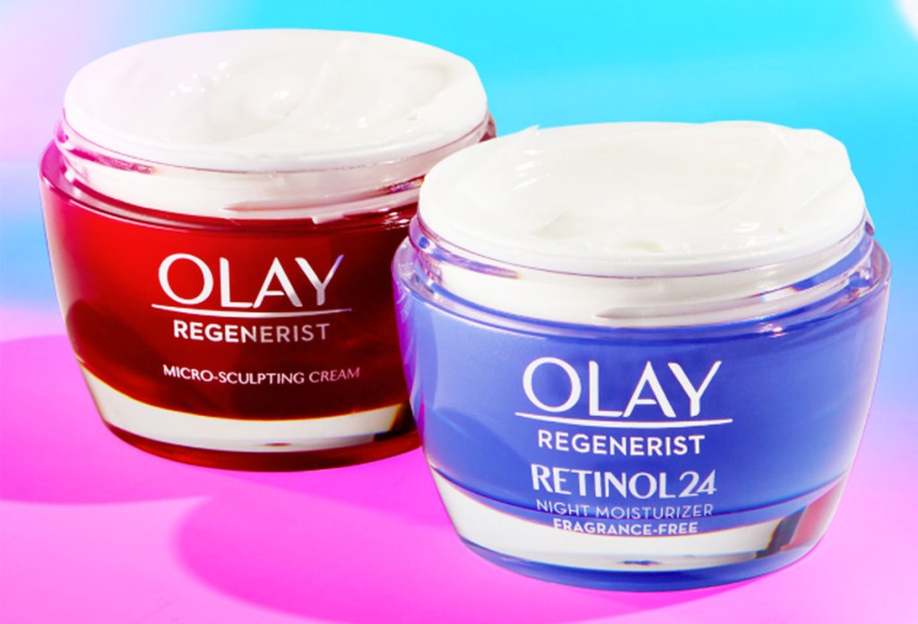 two jars of olay moisturizers