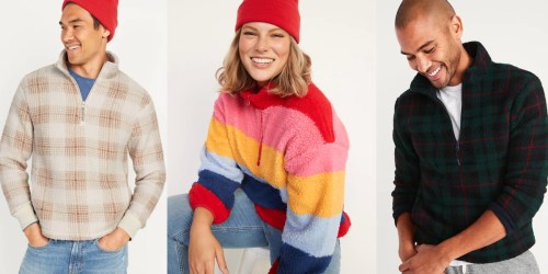** Old Navy Sherpa Pullovers Just $12-$14 (Regularly $45) – Includes Plus Sizes AND Tall Sizes