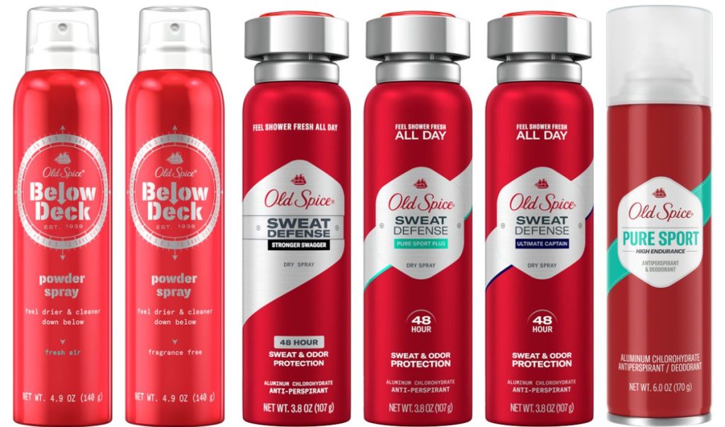 six deodorant sprays