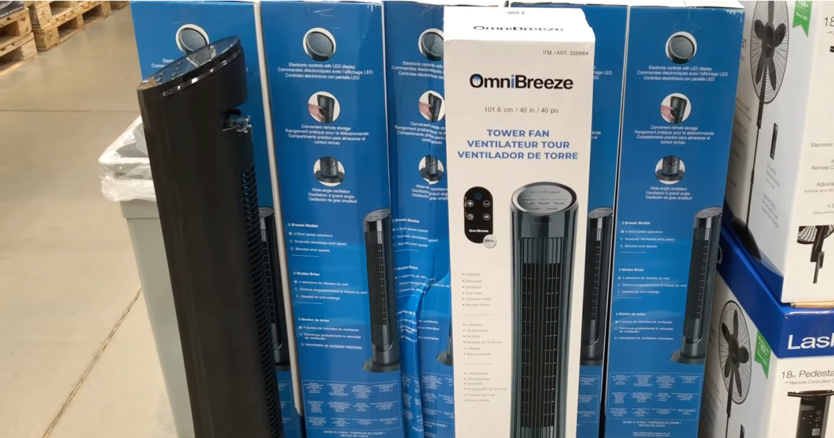 Details about   OmniBreeze Tower Fan 4 Speeds 3 Breeze Modes Widespread Oscillation Free Ship 