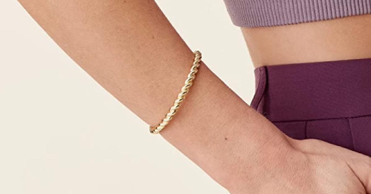 PAVOI Jewelry Deals on   Gold-Plated Bangle Bracelet Just