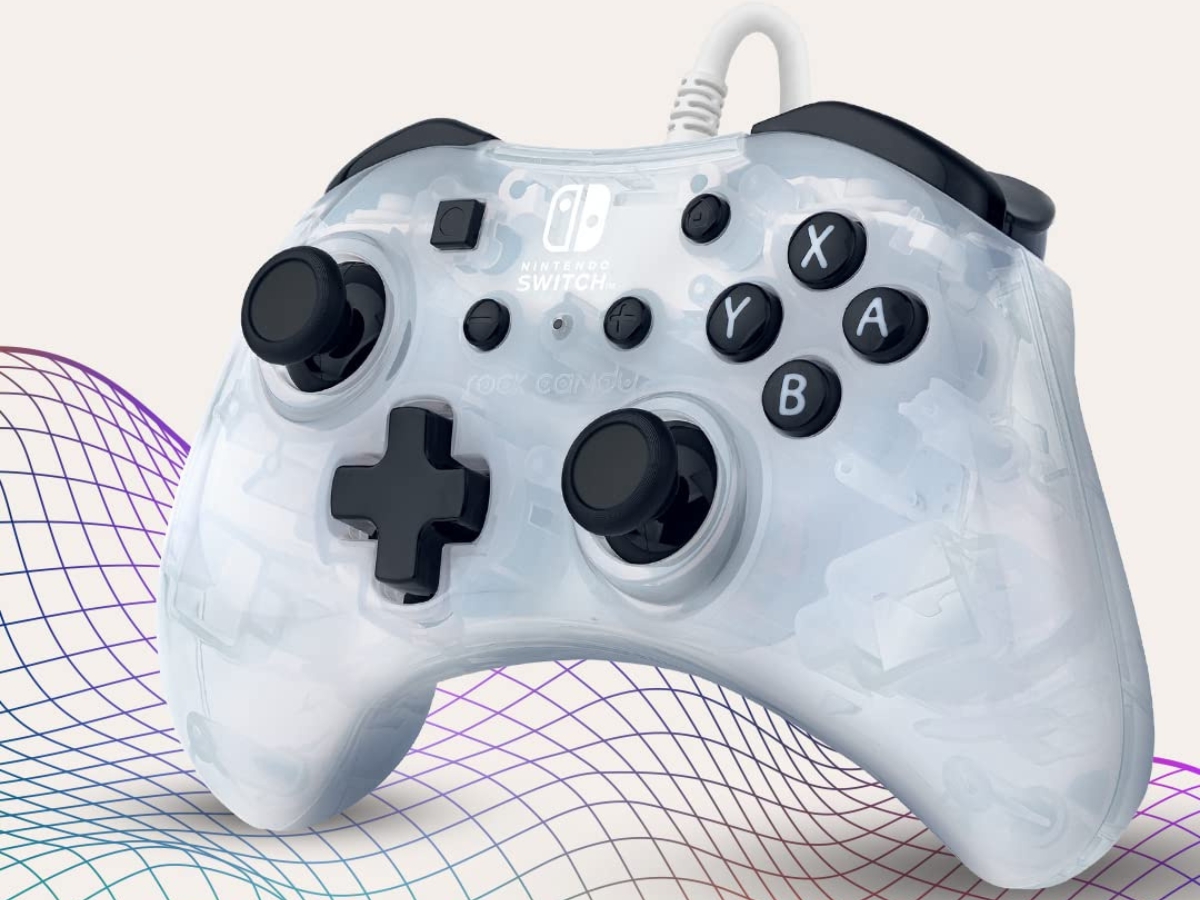 PDP Rock Candy Wired Gaming Switch Pro Controller in Frost White