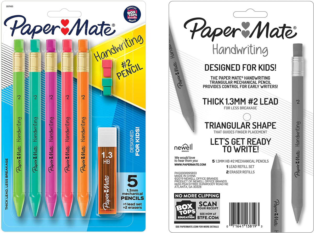 Paper Mate brand kids mechanical pencil package - front and back