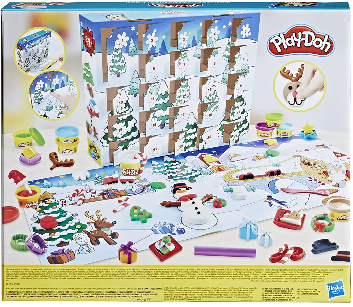 stock image of the back of play-doh advent calendar box