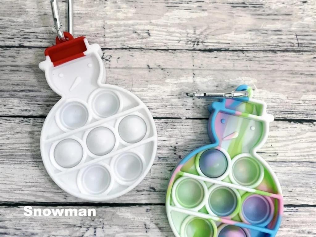 snowman pop it fidget keychains