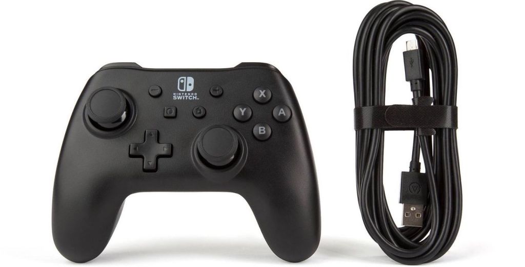 Power A Nintendo Switch Controller shown with wrapped cord