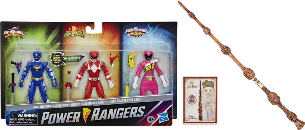 Power Rangers Beast Morphers Special Episode 3-Pack Action Figure Toys and Wizarding World Harry Potter 12-inch Spellbinding Albus Dumbledore Wand