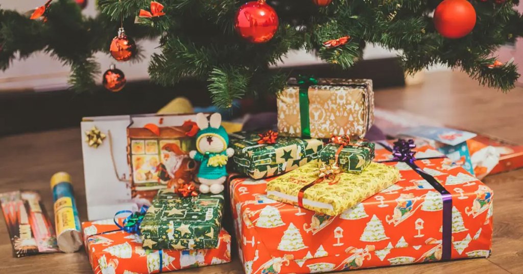 christmas presents under a tree