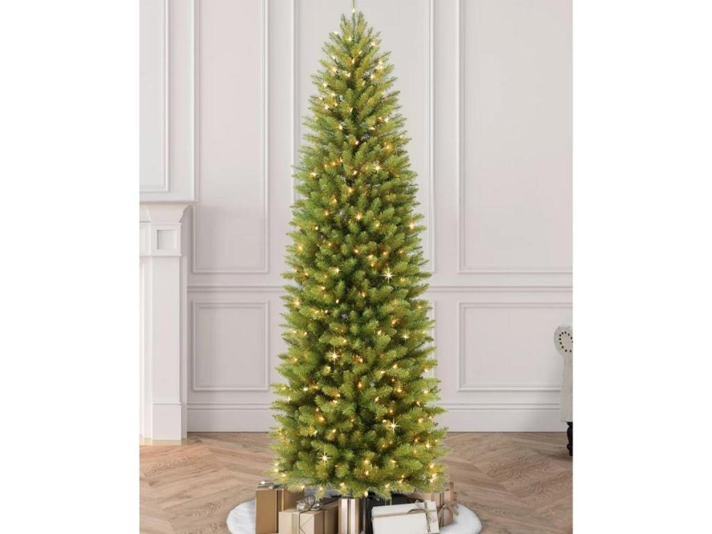 puleo international 7.5 foot pre lit slim christmas tree