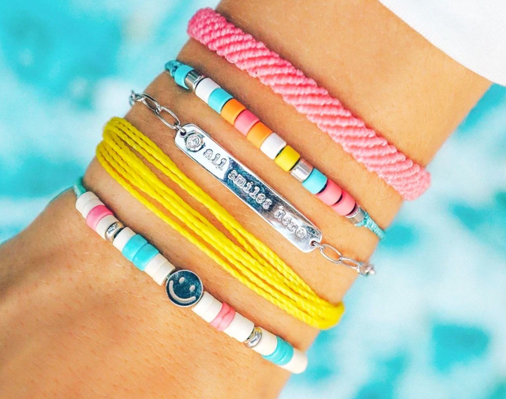 colorful bracelets on wrist