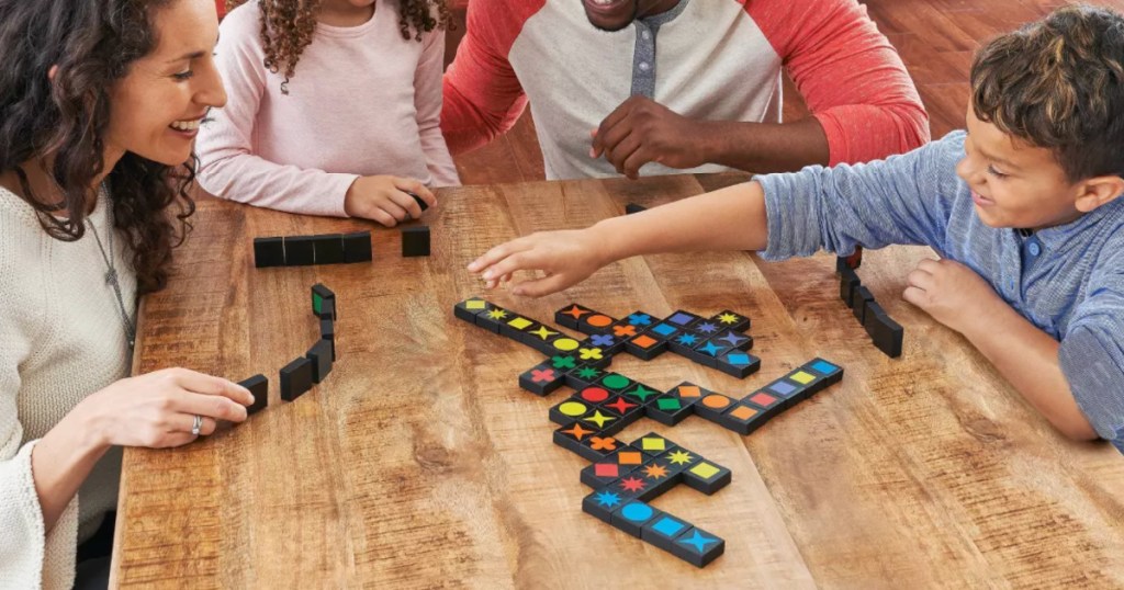 family playing qwirkle at table