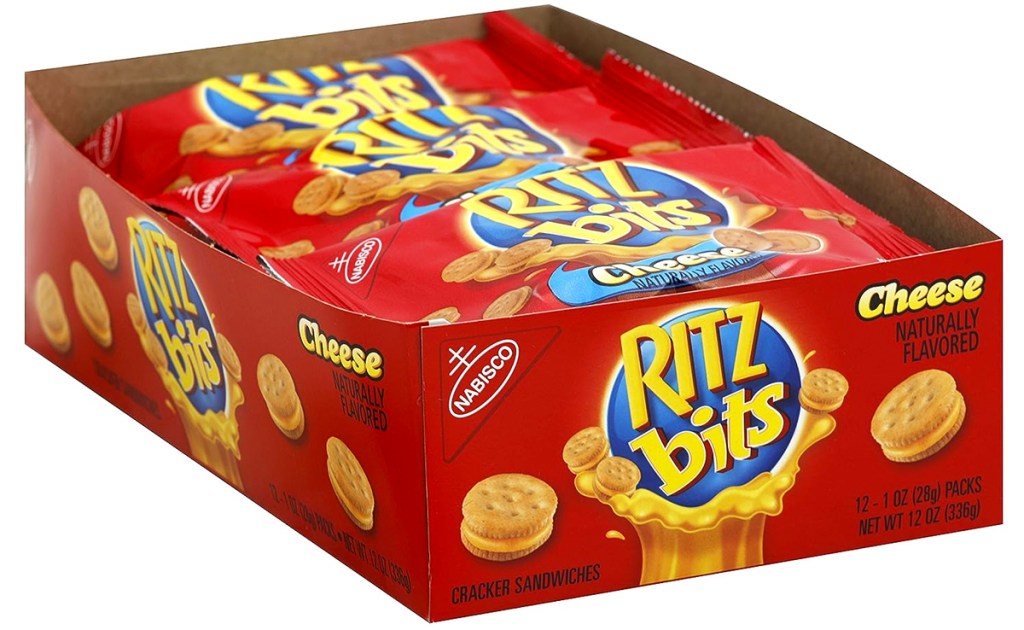 red box of RITZ Bits Cheese Sandwich Crackers