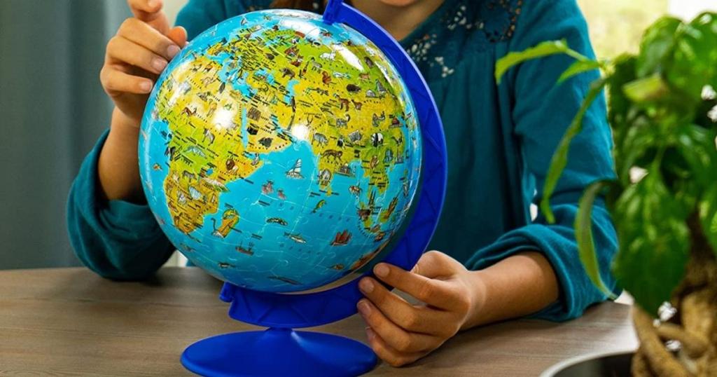 ravensburger children's globe 3d puzzle on display