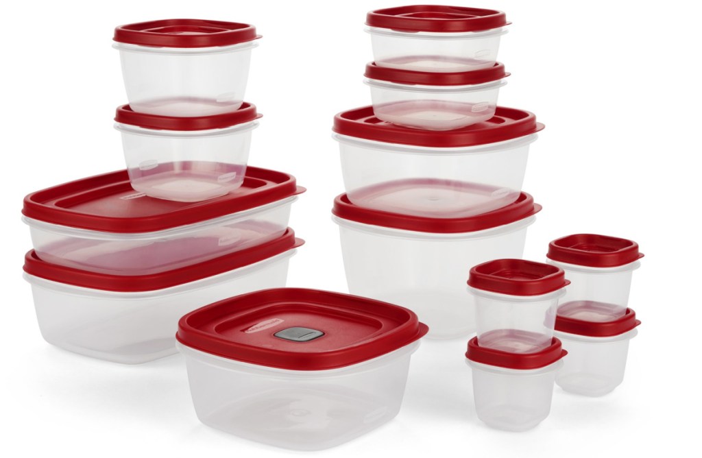 large variety of sizes of food storage containers