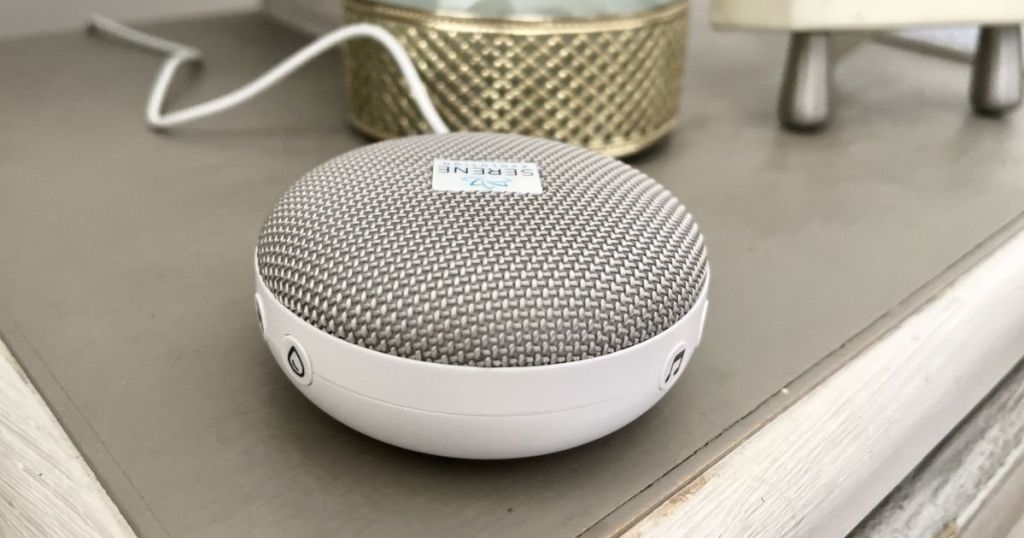 white noise machine on a table