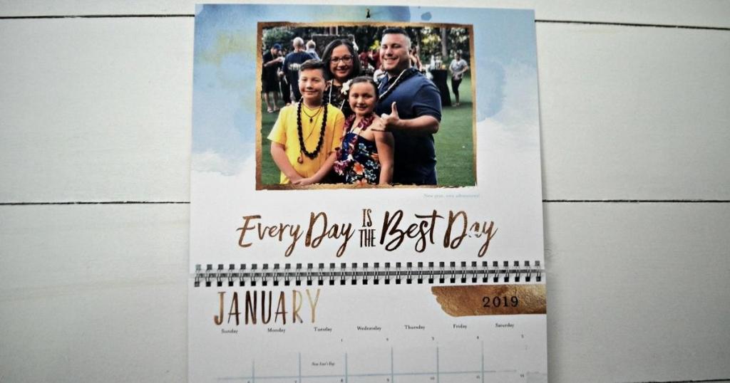 shutterfly wall calendar hanging up with january dates