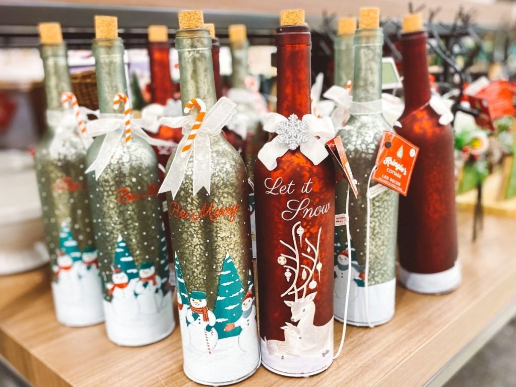 Christmas wine bottle decor