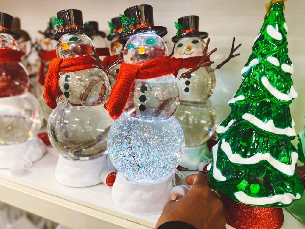 snowman and tree glass decor