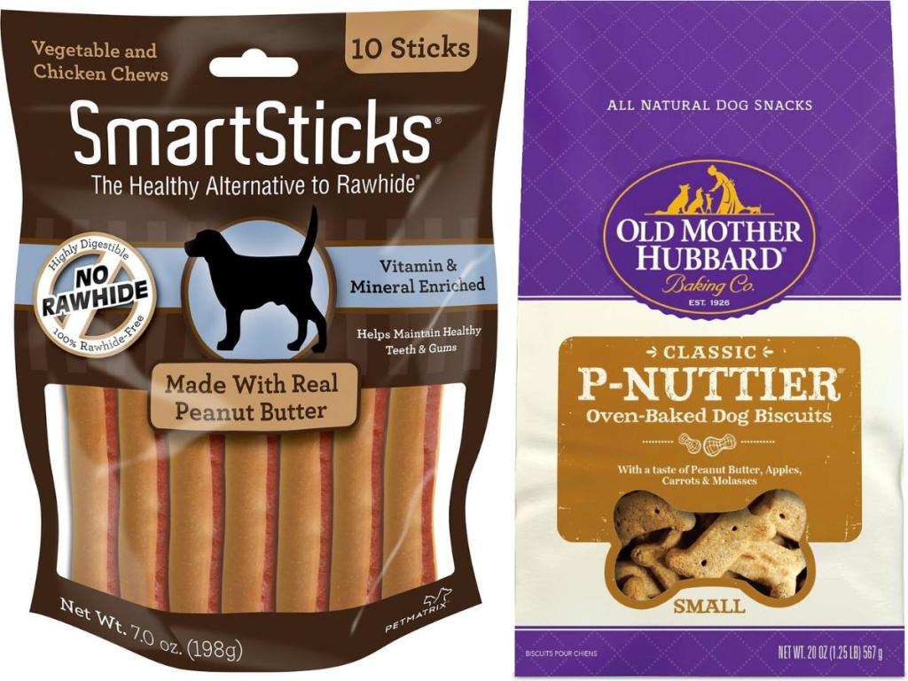 smartsticks and old mother hubbard p-nuttier dog treats