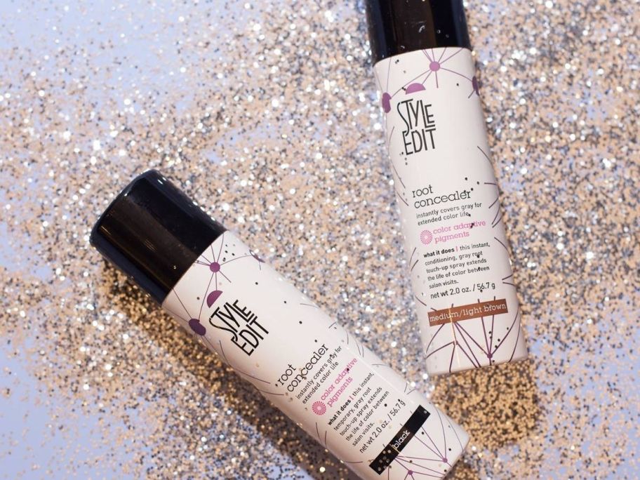 two cans of Style Edit Root Concealer Touch-Up Spray