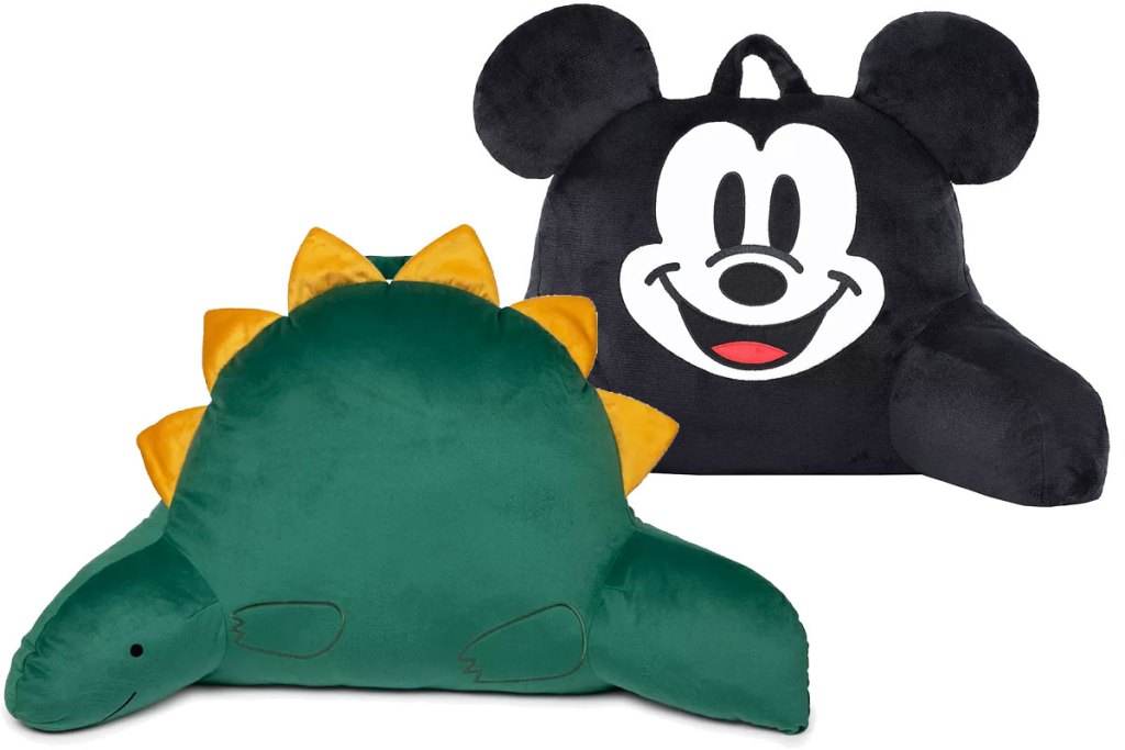 dino and mickey mouse backrest pillows