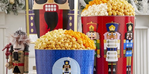 The Popcorn Factory Cyber Monday Sale | Christmas Popcorn Tins from $20.99