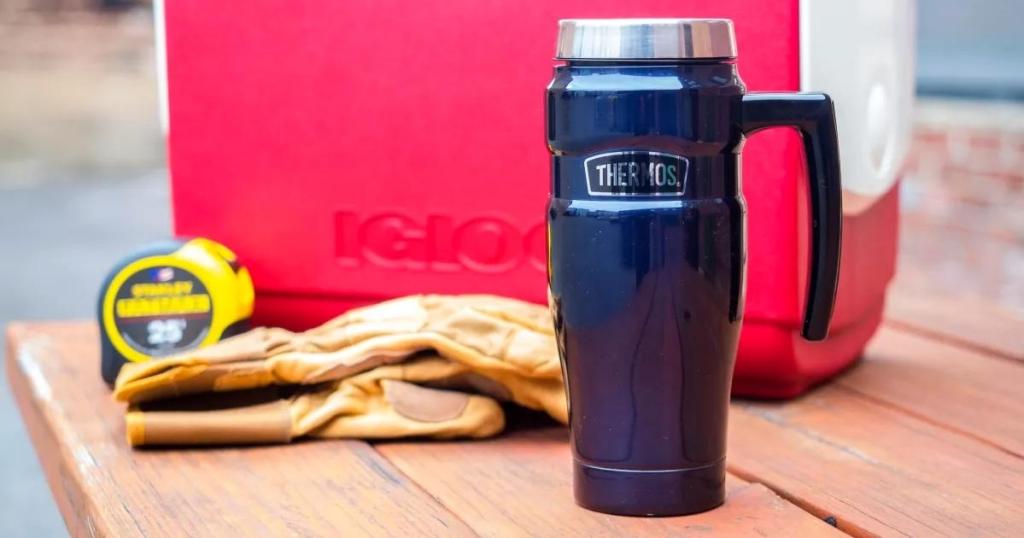 thermos stainless king vacuum insulated 16oz mug with cooler