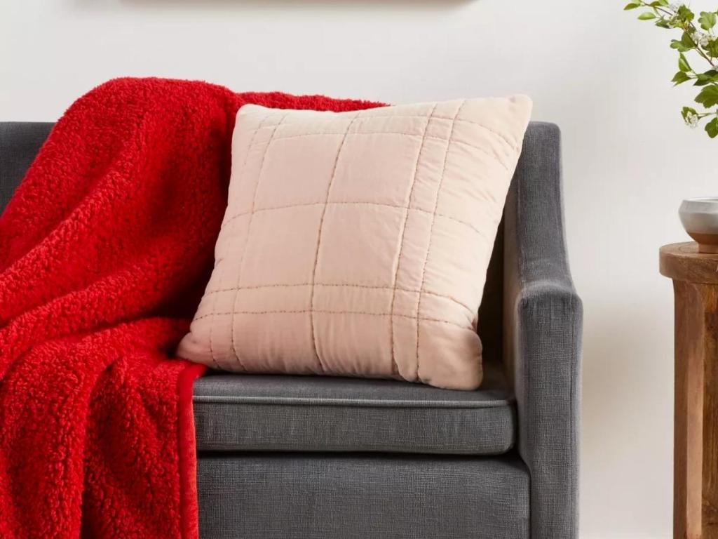 threshold velvet quilted blush pillow