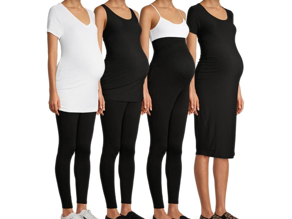 women modeling time and tru maternity basics 4 piece bundle