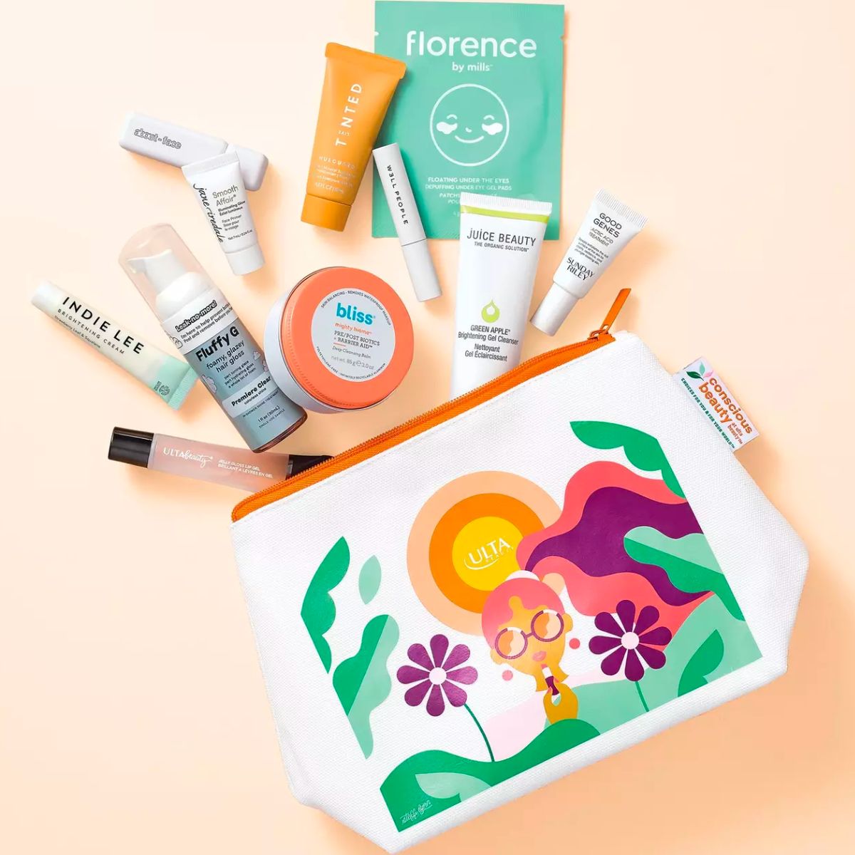 Ulta conscious beauty discovery kit with included skin care hair care and makeup items