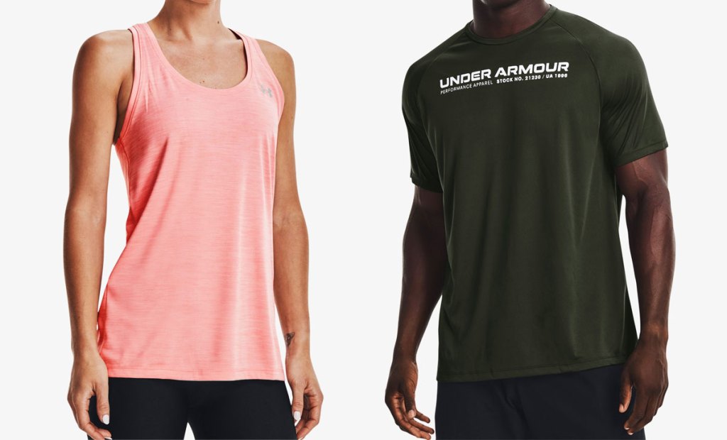 under armour tank top and tshirt