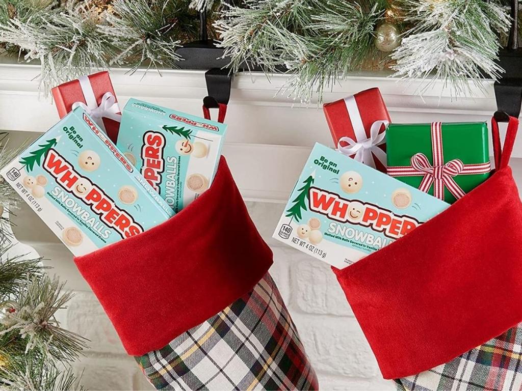 whoppers snowballs malted milk balls in stuffed stockings