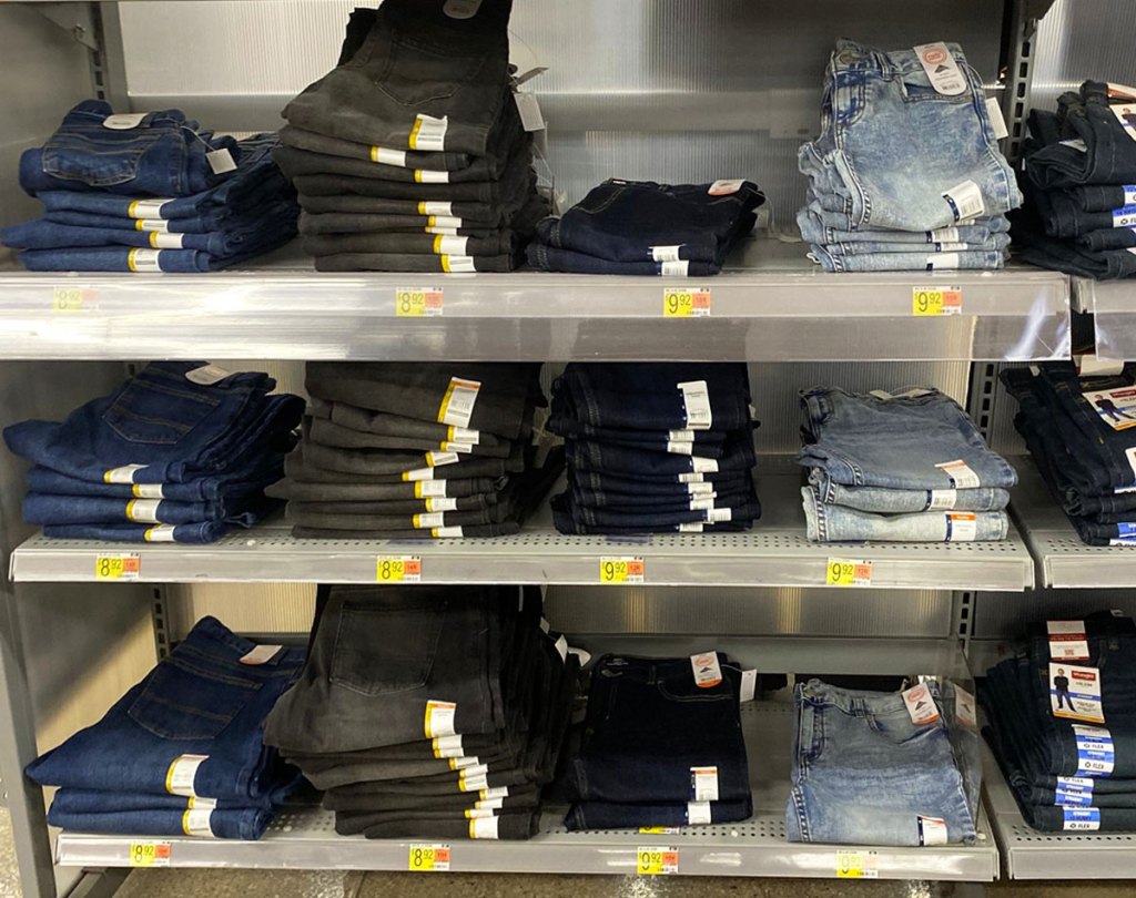 display rack of boys jeans
