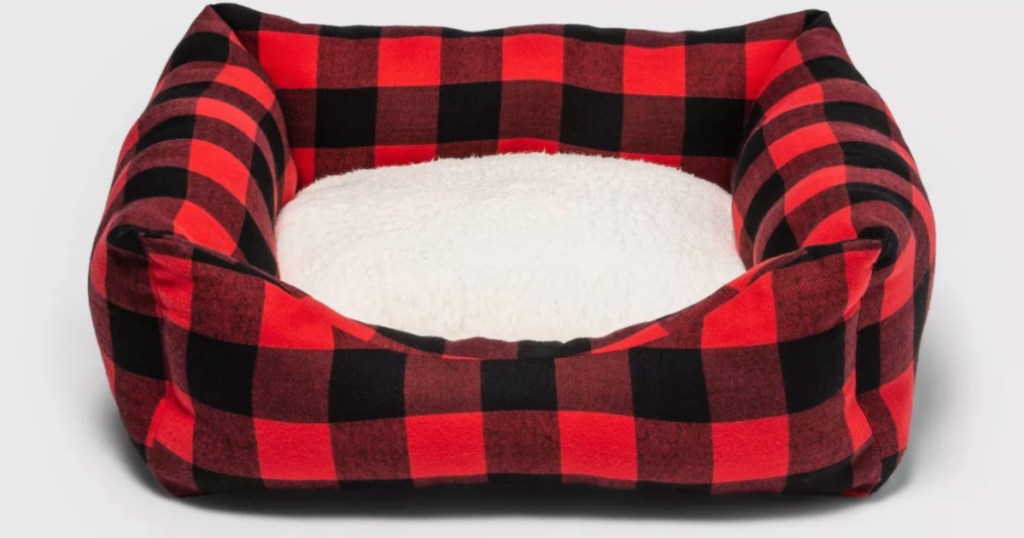 red and black plaid pet bed 