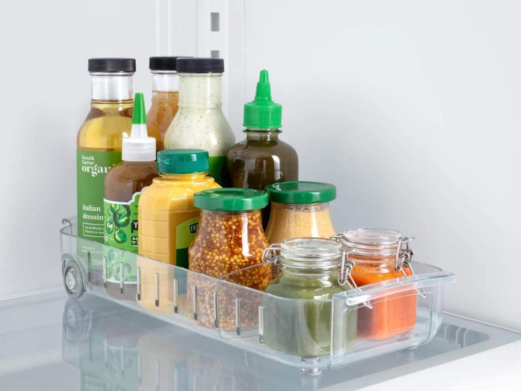 youcopia rollout fridge caddy with condiments